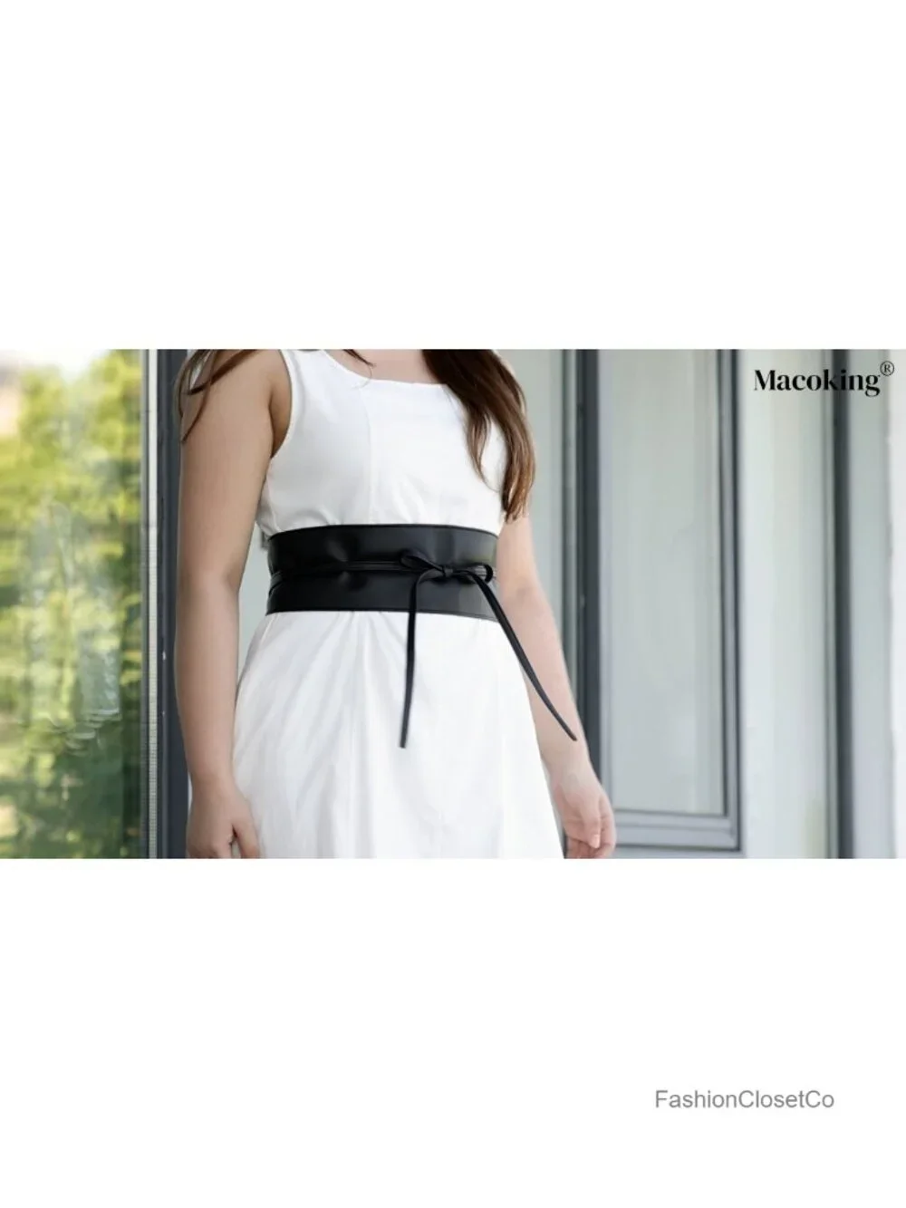 Women's Wide Faux Leather Wrap Belt Lace Up Corset Style Waist Cincher
